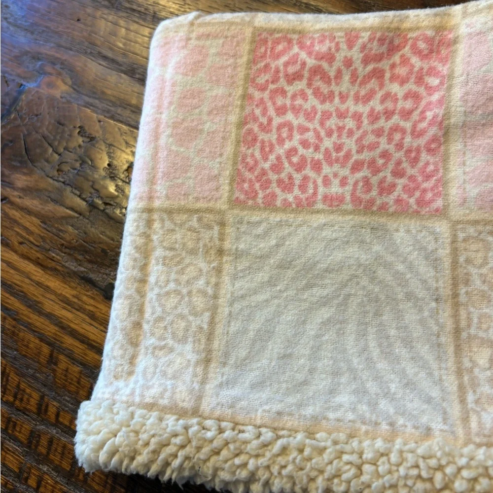 HANDMADE Girls Cowl Scarf in Pink Animal Print, lined w/Sherpa Fleece
